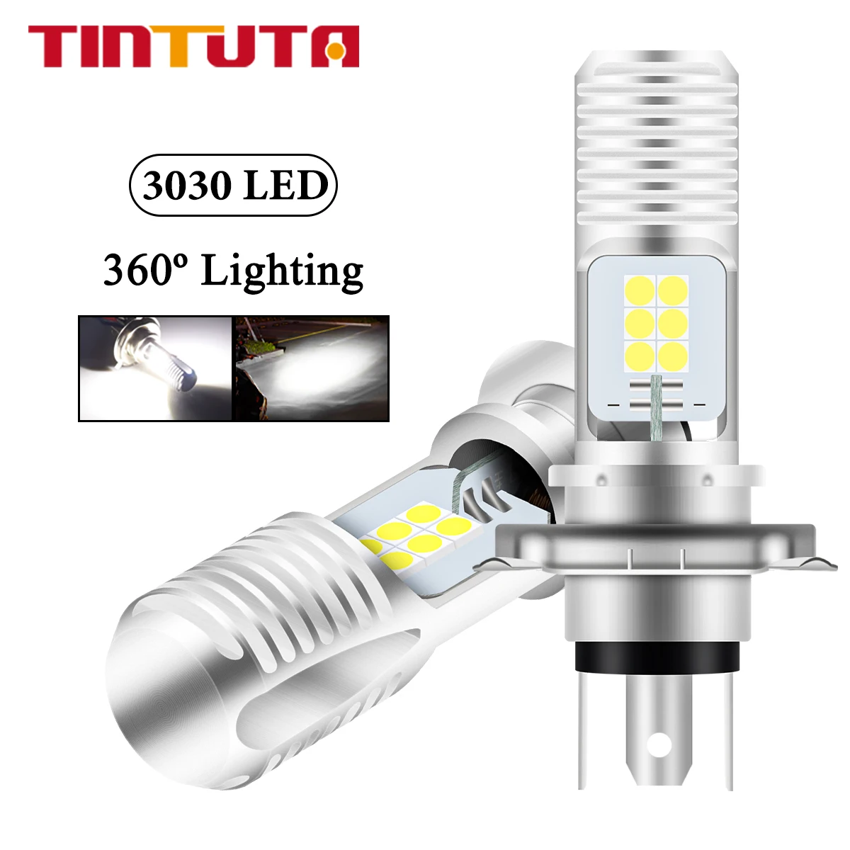 

1PC H4 BA20D P15D LED Motorcycle Headlight Canbus Hi/Lo Beam Lamp 12SMD Super Bright Day Running Light for Motorbike Scooter