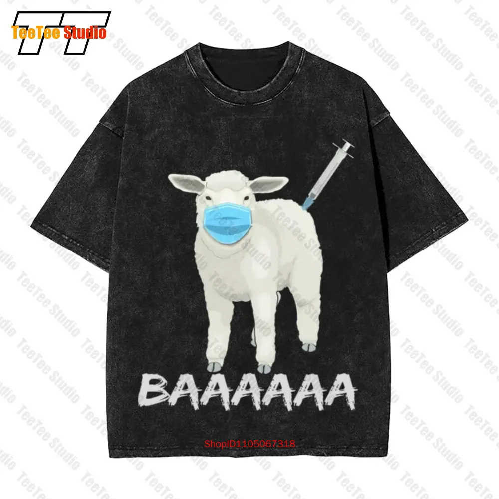 

Винтажная футболка большого размера с защитой от вакцины и овцы JVC7