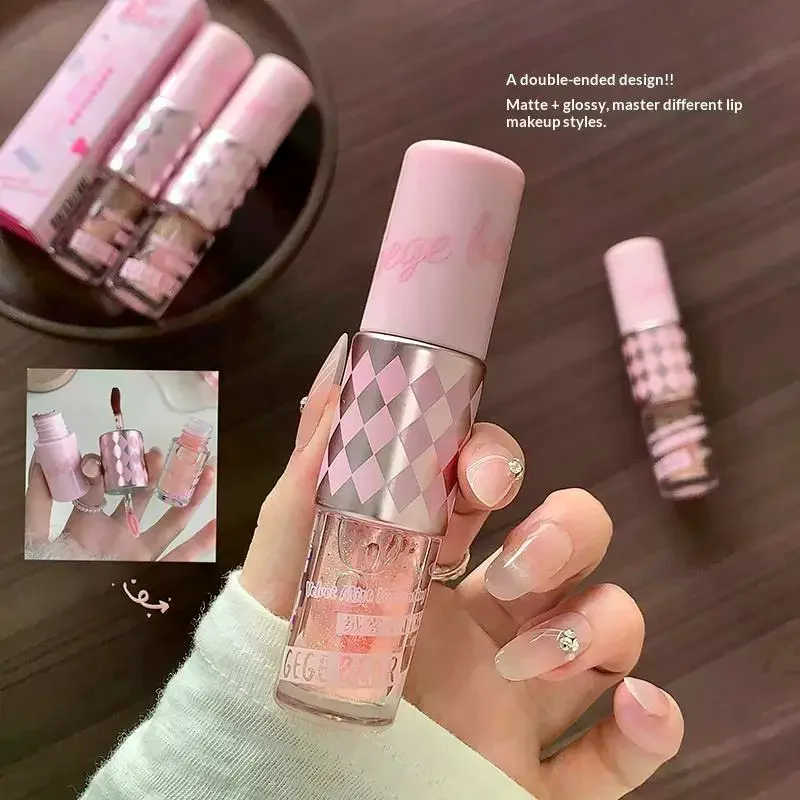 Gege Bear Doppelkopf-Lipgloss, glänzende und mollige Lippen, glänzender Glanz, feuchtigkeitsspendend, unverzichtbar