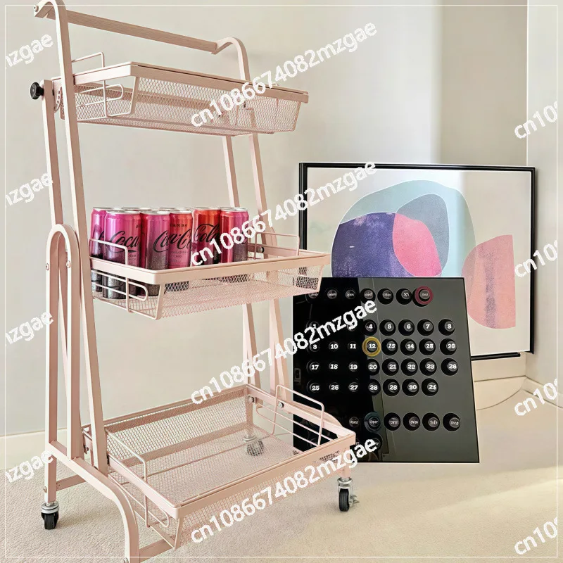 

Heavy-Duty Foldable Utility Cart with 360° Rotating Shelves, Multi-Layer Storage Rack for Kitchen and Household
