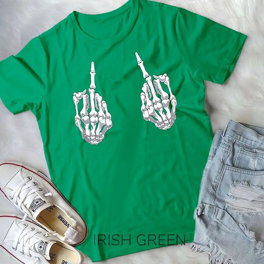 Skeleton Hand Halloween Bones Middle Finger Skull Men Women Unisex T-shirt