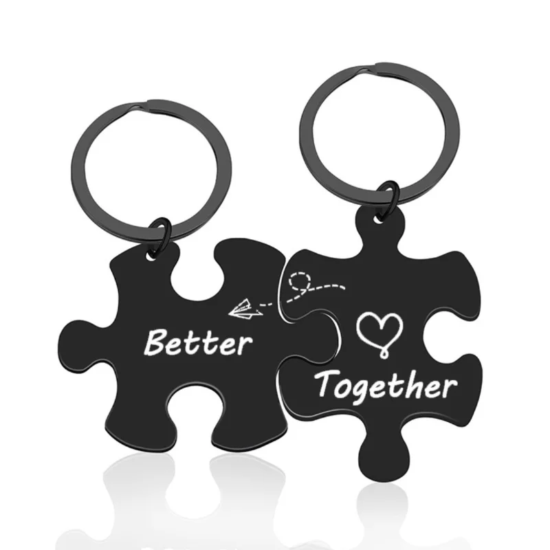 Passende Schlüsselanhänger für Paare für Freund und Freundin, Geschenke für Paare, Puzzle-Stück, Schlüsselanhänger, 2-teilig, „Better Together“-Schlüsselanhänger