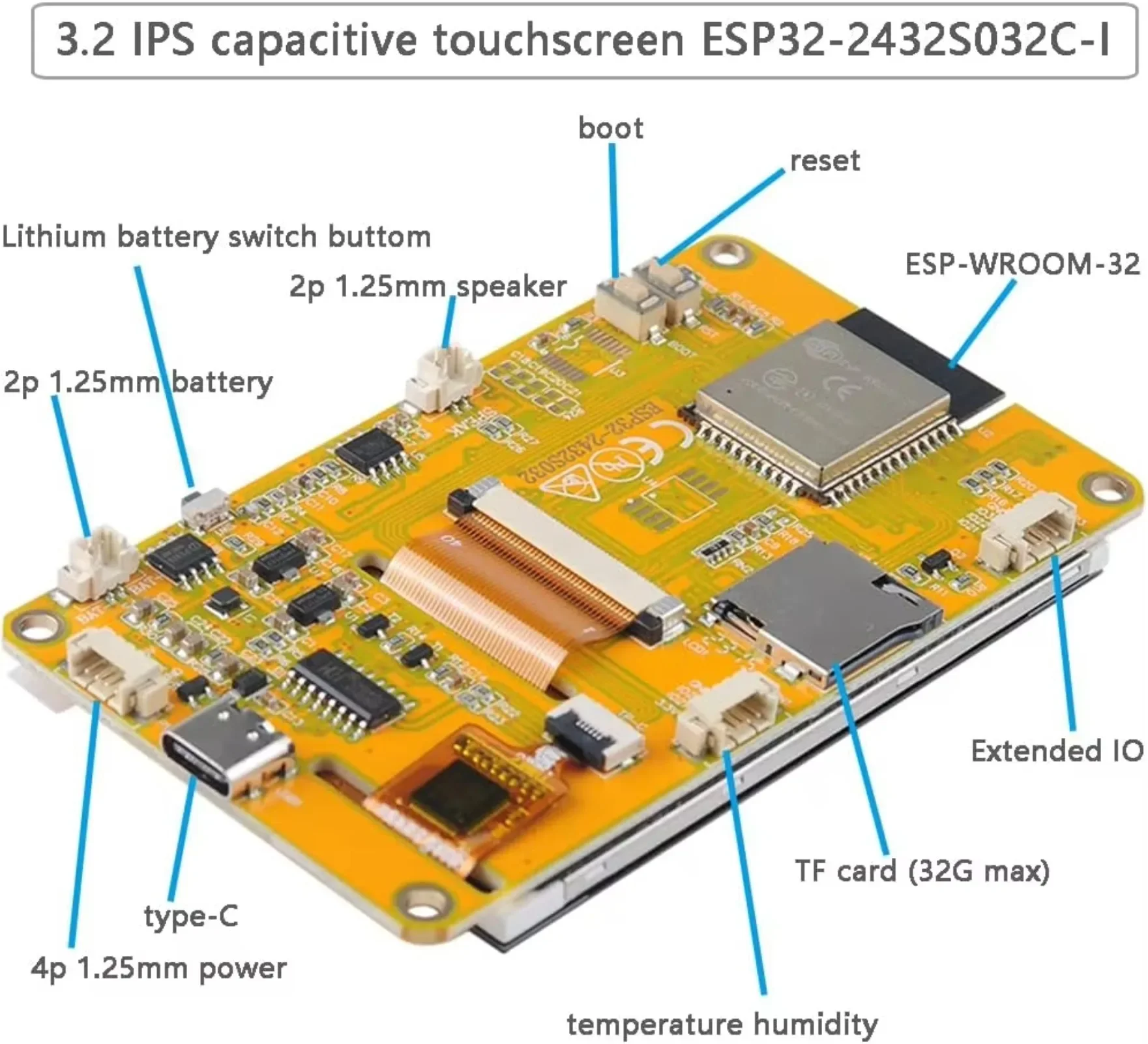 3,2-дюймовый дисплей ESP32 ST7789 IPS TFT ЖК-модуль с емкостным сенсорным экраном 240x320
