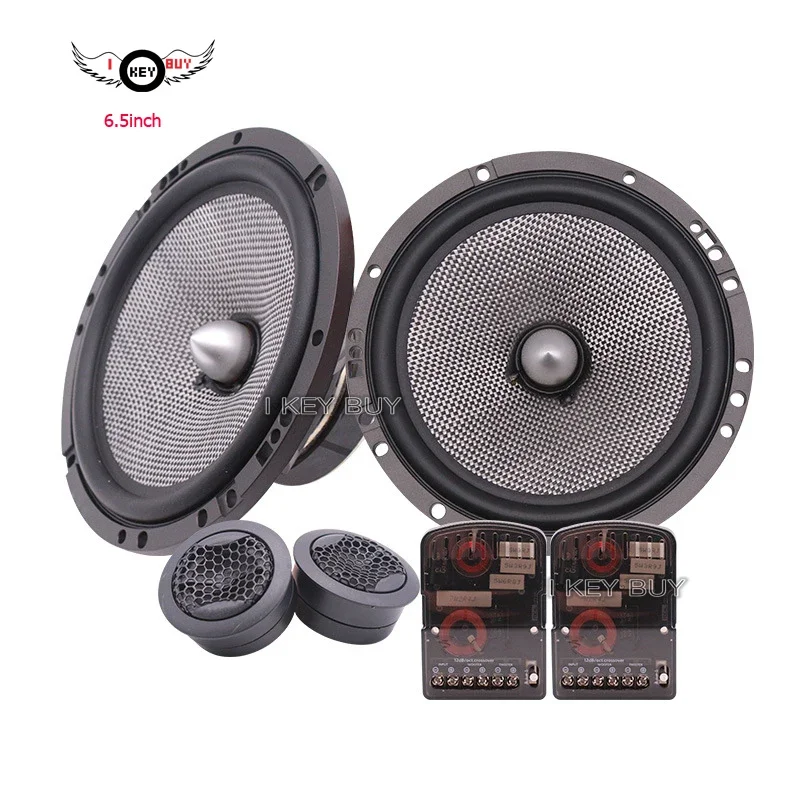 1 Set High Quality  6.5 Inch Bullet Car Audio Speaker Grey Component Front Door Crossover Tweeter