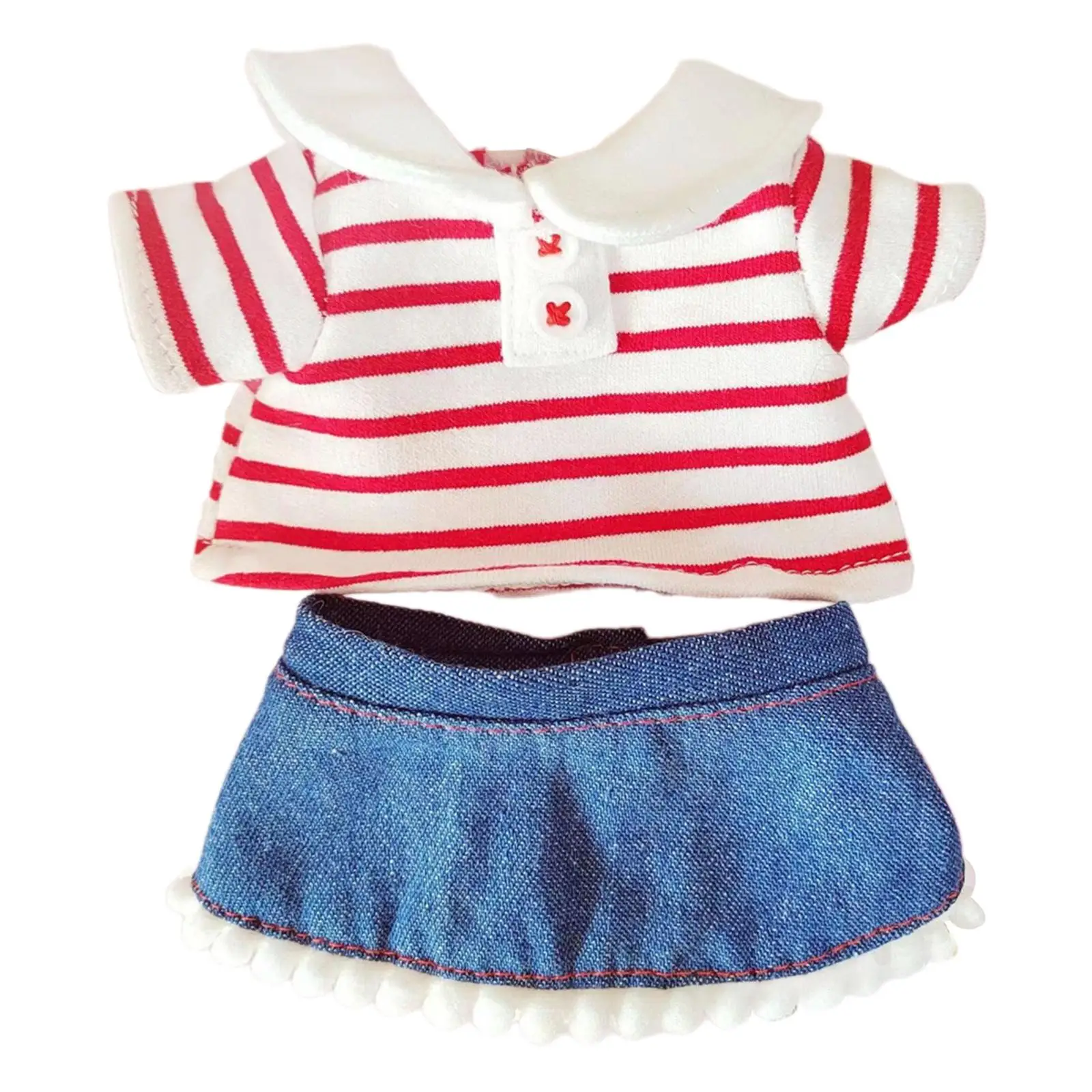 

Doll T Shirt+Denim Skirt Pretend Play Soft Costume for 20cm Cotton Dolls Fashionable Doll Dress up Girls Dolls New Year Gifts