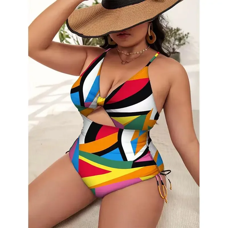 0XL - 4XL Floral Print Bikini Large Size Swimwear  Women Swimsuit Female One-pieces Bikini set Bather Bathing Suit Beachwear