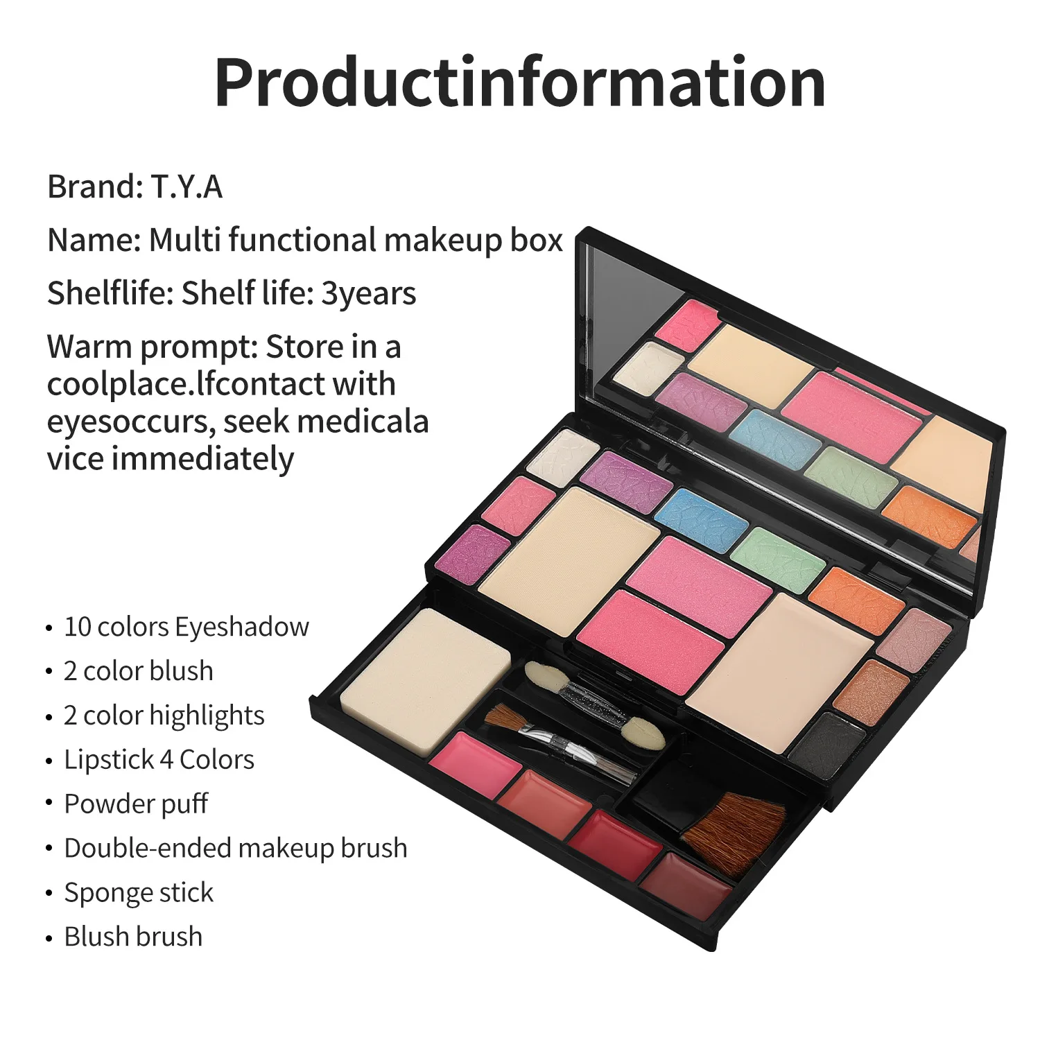 Professional 18 Color Make Up Set Matte Shimmer Eyeshadow Palette Lipgloss Foundation Powder Blusher Puff Tool Cosmetic Full Kit