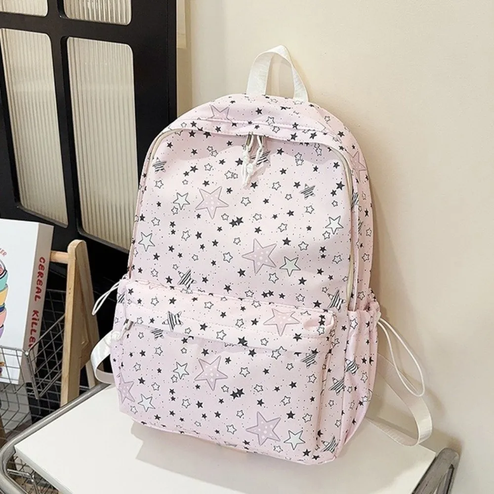 Sweet Starry Sky Star Backpack Lightweight Print Nylon Backpack Shoulder Bag Korean Style Students School Bag Outdoor