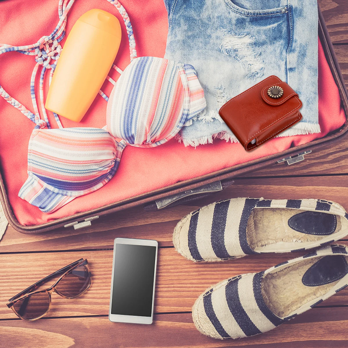 

1Pcs Lipstick Pouch Small Portable Case with Mirror for Makeup Storage Wine Red Premium Organizer