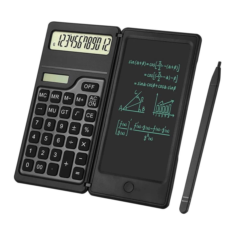 Tablet gambar Digital kalkulator portabel, Tablet tulis layar LCD 6 inci, lipat, kalkulator ilmiah, Tablet menggambar Digital dengan pena Stylus