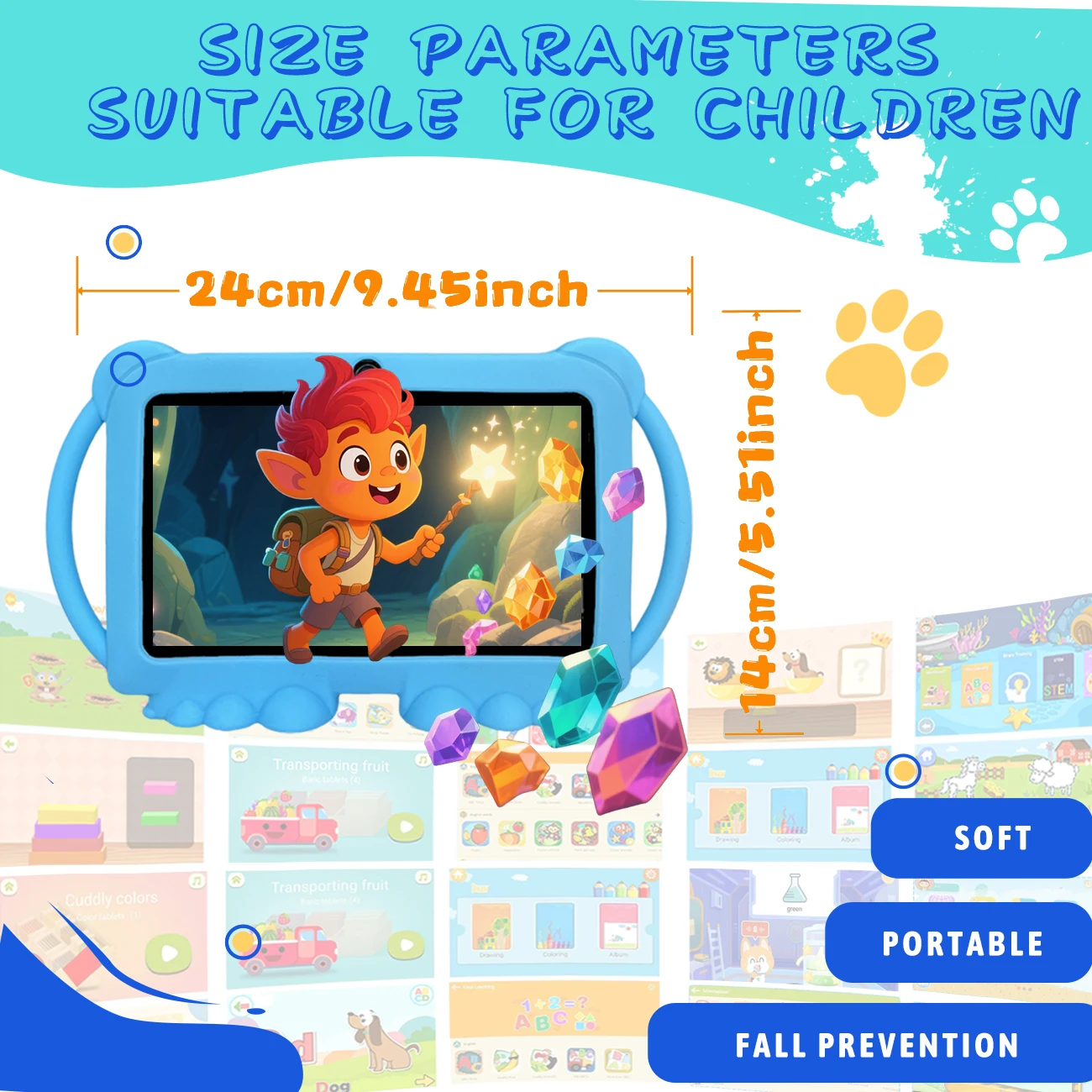 تابلت للأطفال 7.0 بوصة رباعي النواة كاميرا مزدوجة أندرويد تعلم ألعاب تعليمية أقراص هدايا للأطفال #2