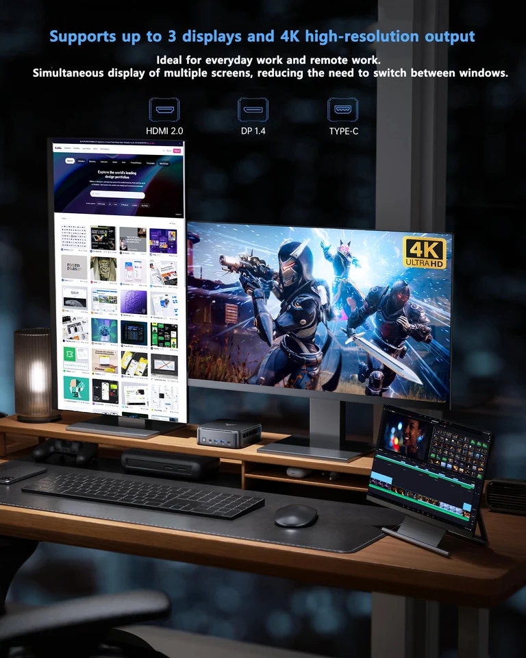 NIPOGI Mini PC with AMD Ryzen 7 7735HS 16GB LPDDR5 512GB M.2 SSD
