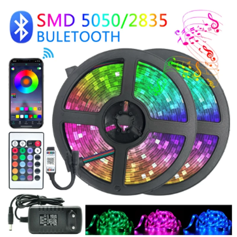 AC 85V-240V SMD5050 60 LED/M RGB LED 스트립 조명, IR 리모컨 및 전원 공급 장치 키트 포함, 거실 또는 게임룸 장식용 썸네일 5