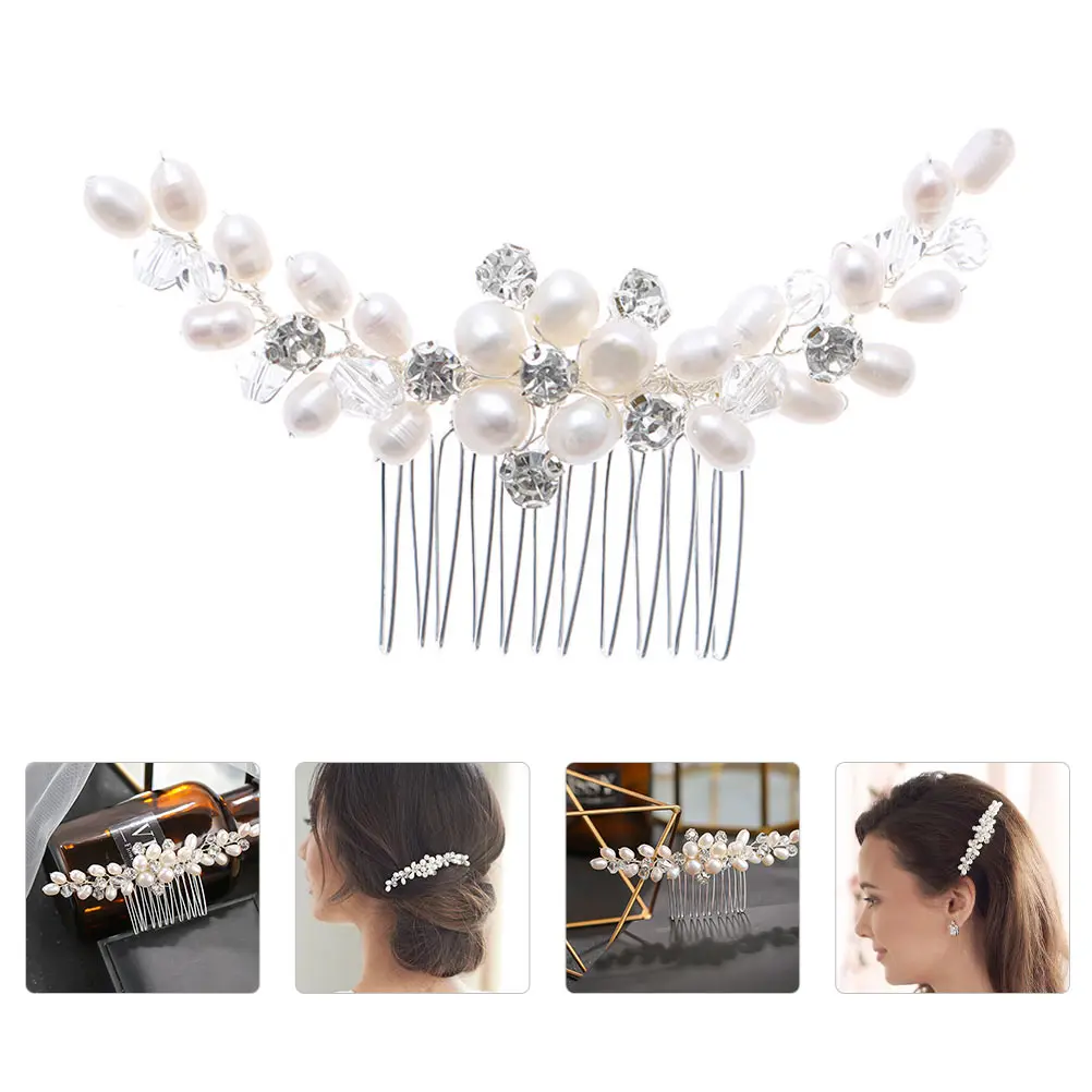 

Pearl Hair Comb Elegant Bridal Headdress Crystal Rhinestone Headwear Women Bride Hairstyle Accessories Pearl Hairpin