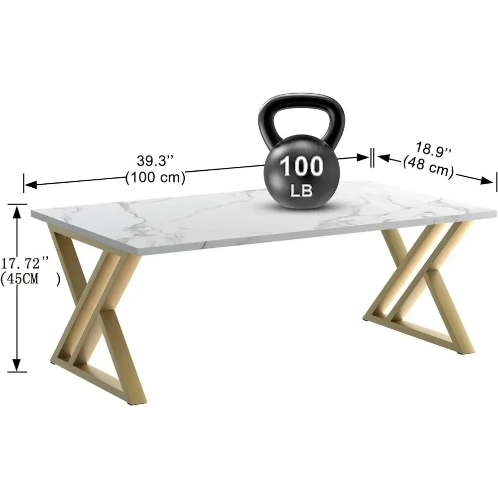 Mesa de centro da sala de estar mesa central branca, simples e moderna mesa de chá retangular de mármore falso mesas de café