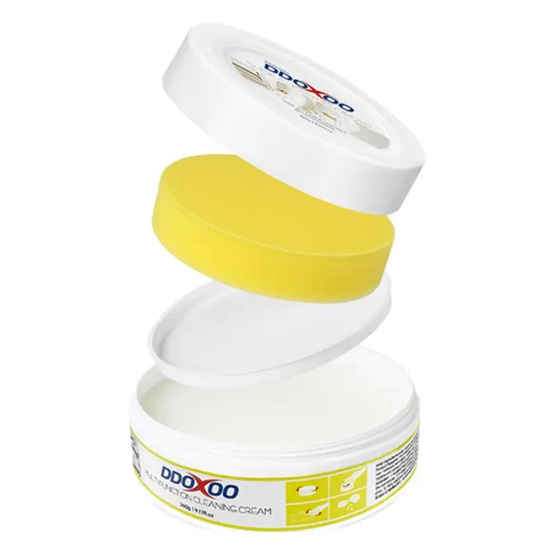 Crema limpiadora de zapatos blanca eficiente, eliminador de manchas multifuncional, blanqueador de zapatos, crema limpiadora multiusos con esponja