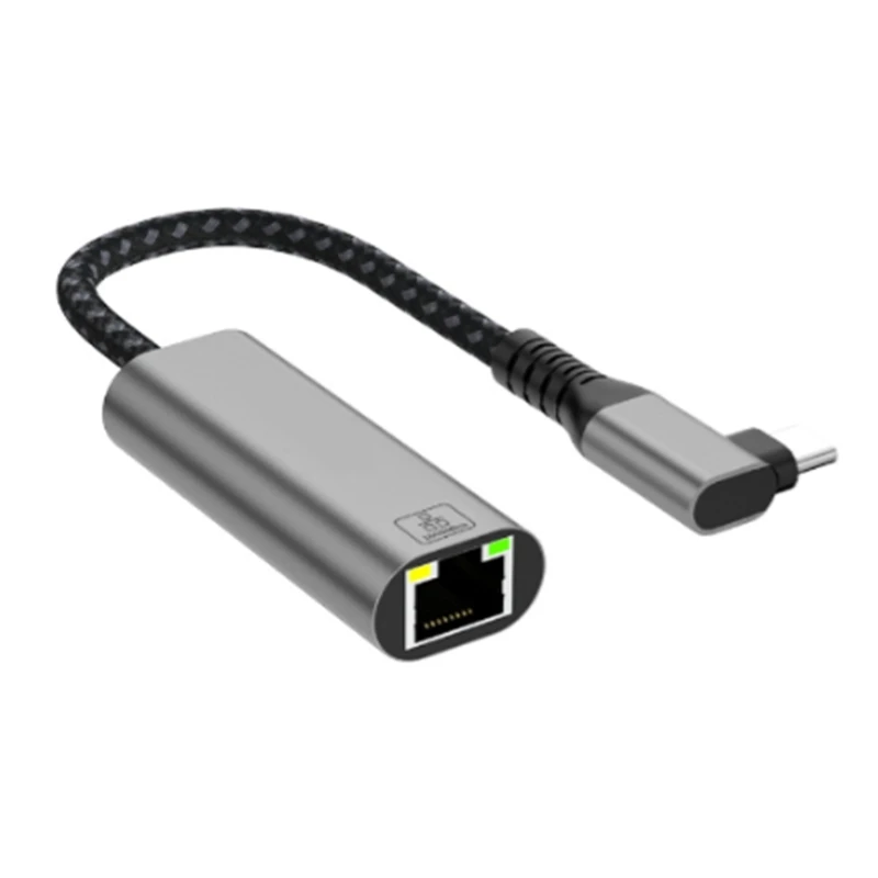 USB C 기가비트 이더넷 네트워킹 어댑터 동글 USB 네트워킹 어댑터 90도 각도 USB C 고속 이더넷 어댑터 D2RC