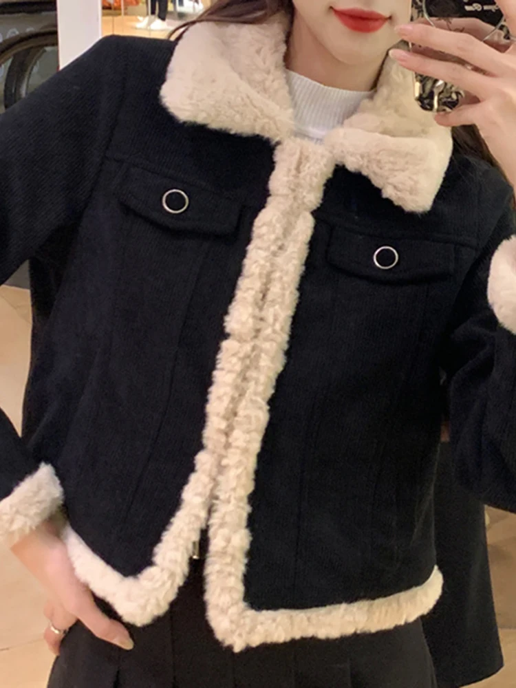 여성용 양털 재킷, 테니드 칼라, 출퇴근용, 겨울 아우터, 따뜻하고 다용도, 캐주얼 스트레이트 핏