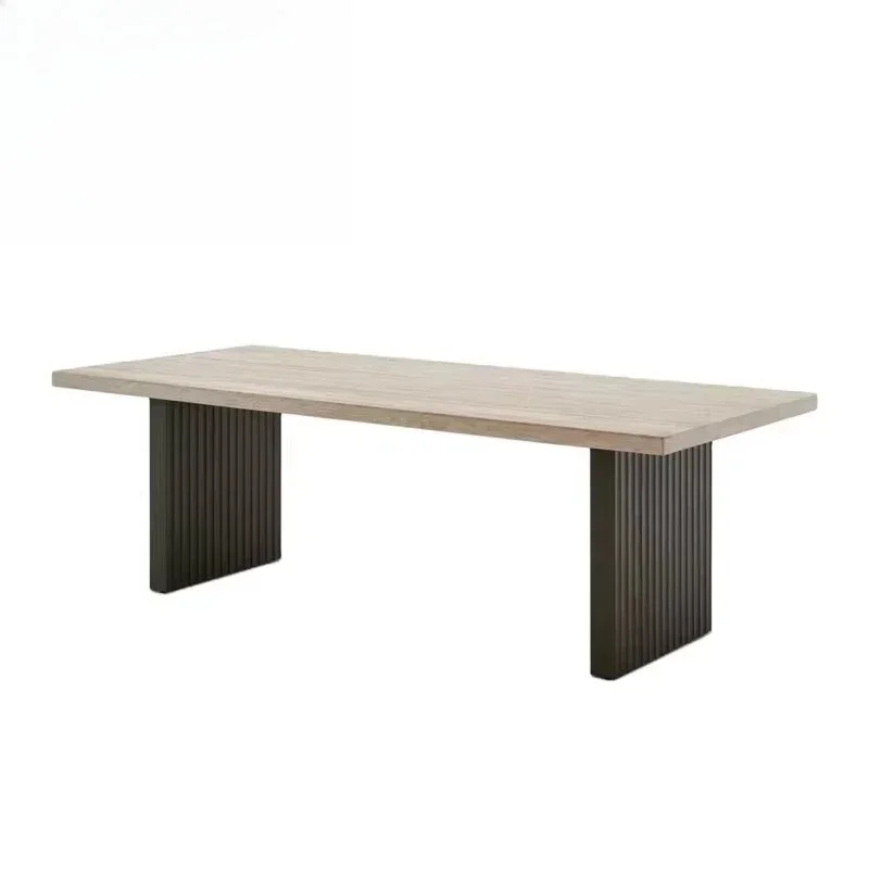 

Top dining table rectangular natural solid wood suitable for 6-8 multi-person tables