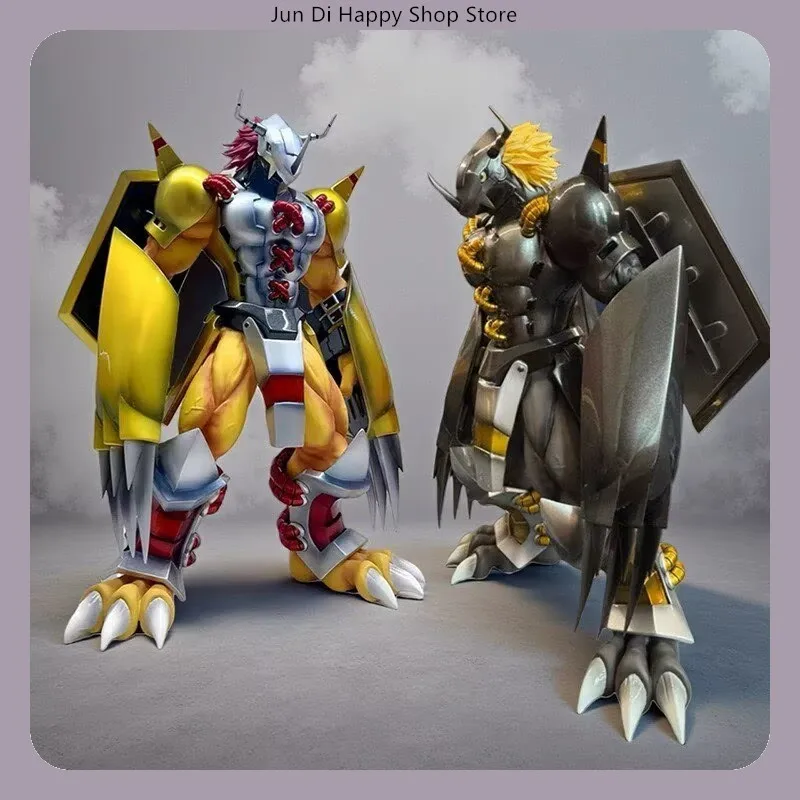 20cm Digimon Adventure MetalGreymon oro y negro figura de Anime modelo estatua decoración de escritorio