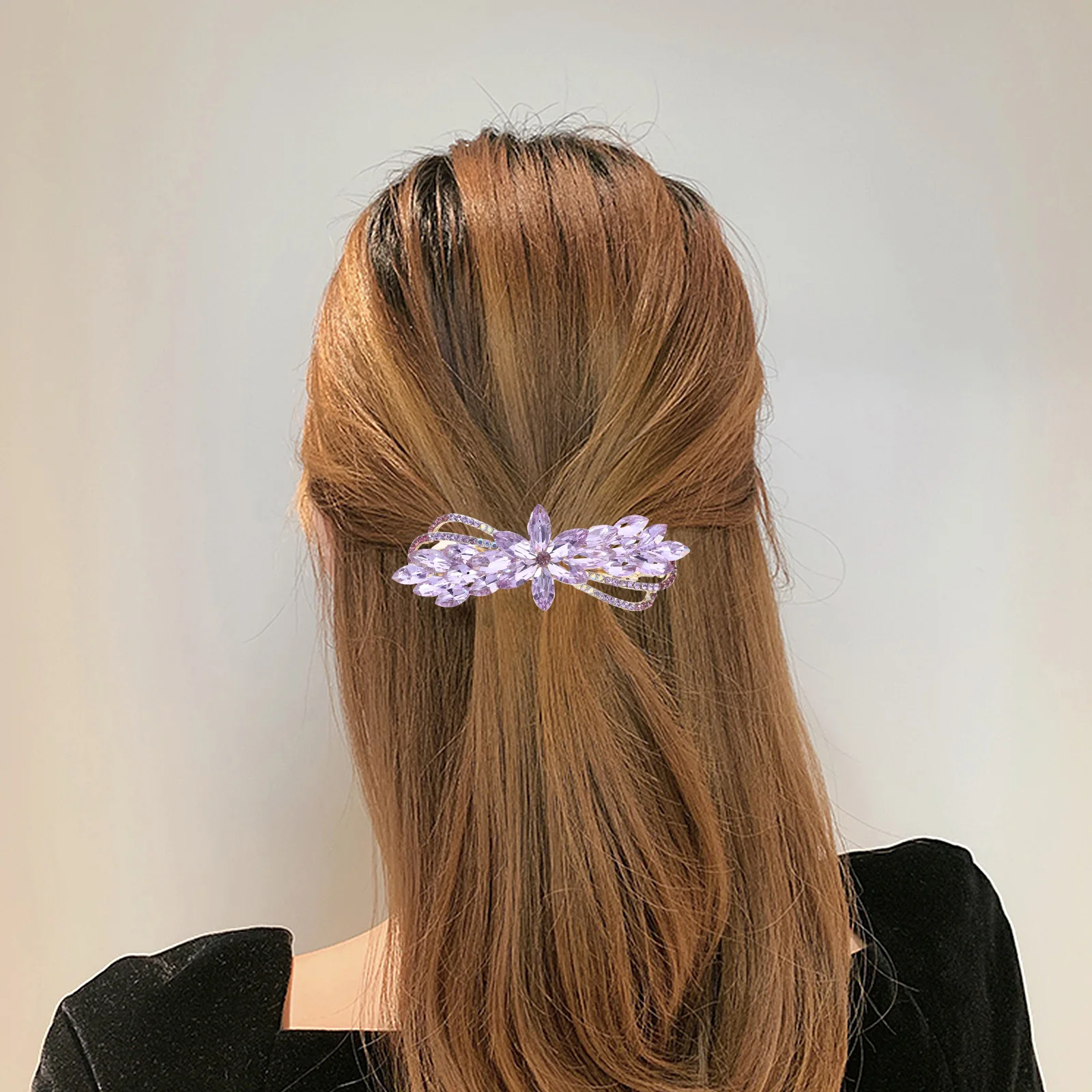 

Заколка для волос со стразами, женская весенняя заколка для волос, легкий металлический аксессуар для волос, прочная безопасная фиксация для свадьбы, дня рождения