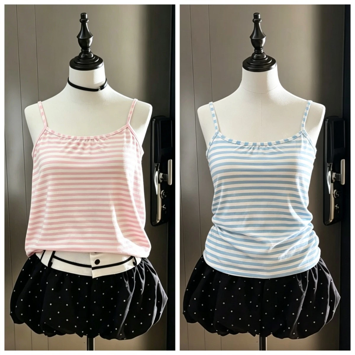 Y2K Harajuku Style Sweet Striped Vest Tops Fairy Grunge Aesthetic Cute Japanese Lolita Daily Chic Casual Women Clothing