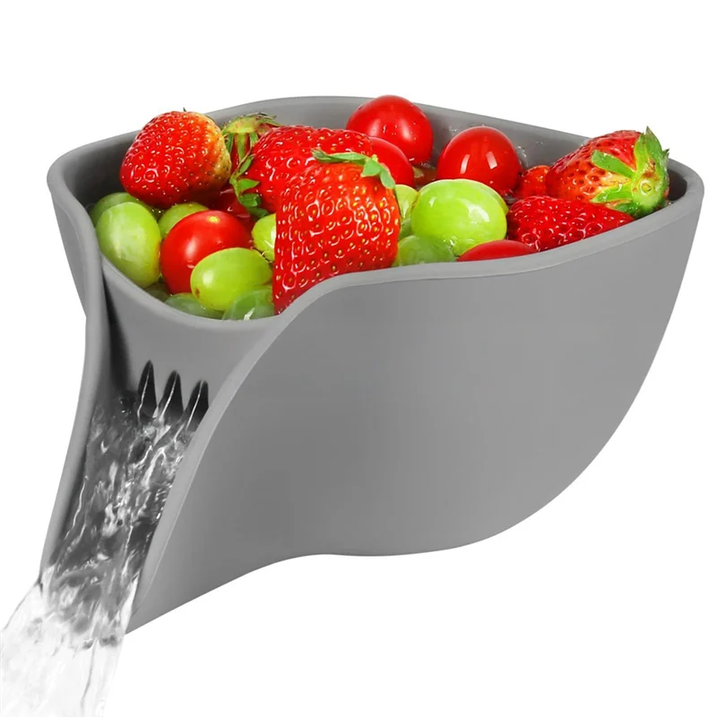 

-ESTR Multifunctional Silicone Drain Basket, Sink Filter Basket For Pasta, Washed Fruits, Vegetables And Salads.