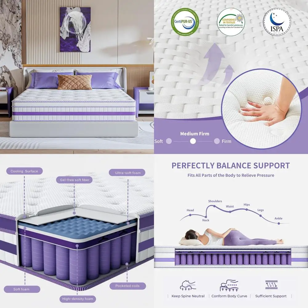 Hybrid Memory Foam Twin Mattress 12 Inch Medium Firm Single Bed for Pressure Relief and Cool Sleep Experience