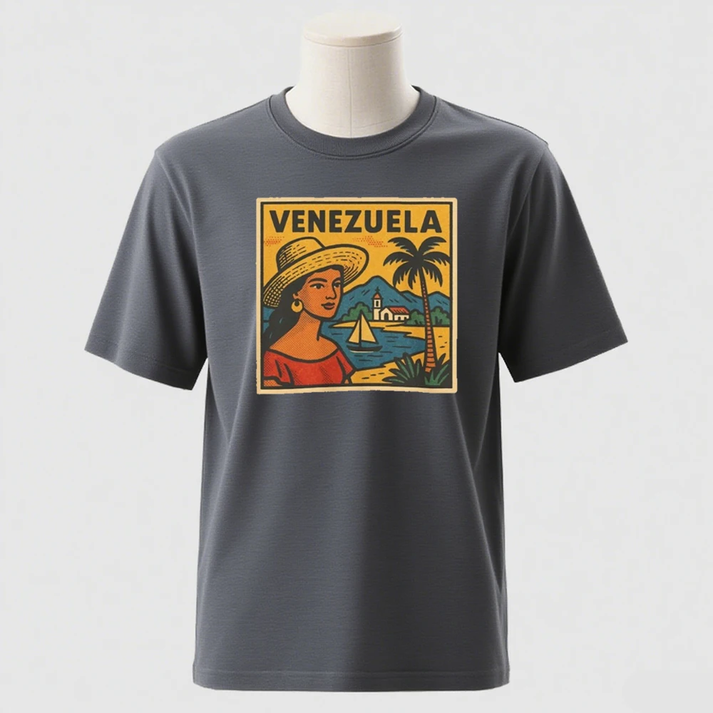 فنزويلا ريترو كوميك جرافيك قطن تي شيرت كاراكاس أفق أمريكا الجنوبية فخر وطني عتيق نمط ناعم للجنسين قميص 2025 #2