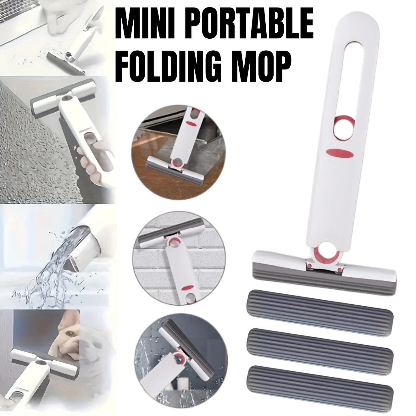 2/8-teiliges Handwaschfreies Schwamm-Mopp-Set Hochabsorbierend Drehbare Mopps für Badezimmer Küche Schreibtisch Toilette Vielseitiges Reinigungswerkzeug