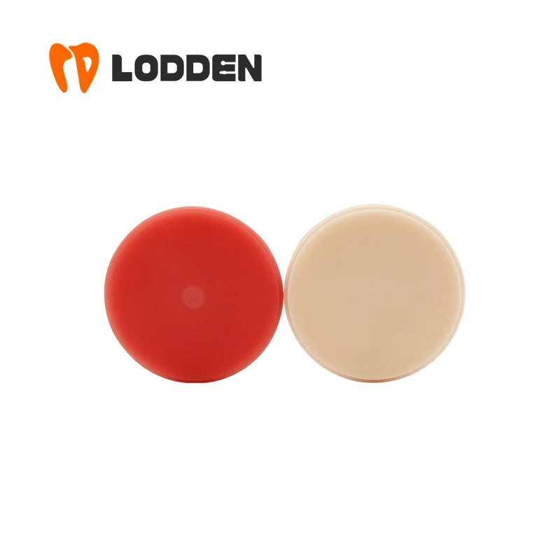 LODDEN Dental PMMA Double Layer Full Crown Block Cad Cam Temporary Crowns&Bridges Full Denture 2S/3SPink Disc Dental Material