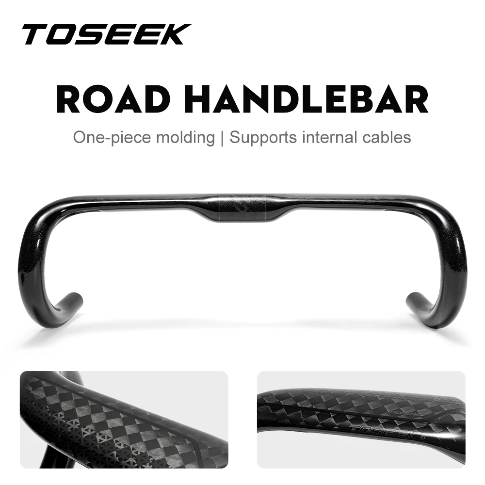 TOSEEK 8K Glänzender Rennrad-Carbonlenker 380/400/420/440mm mit interner Kabelführung, Fahrradlenker, Fahrradzubehör – Detail 1