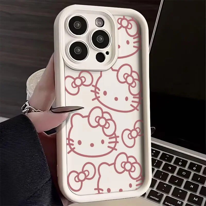 Kawaii Pink Hello Kittys Cute Phone Case for iPhone 16 15 14 13 12 11 Pro Max Mini XR XS X 7 8 6 6s Plus Soft TPU Back Cover - náhled 5