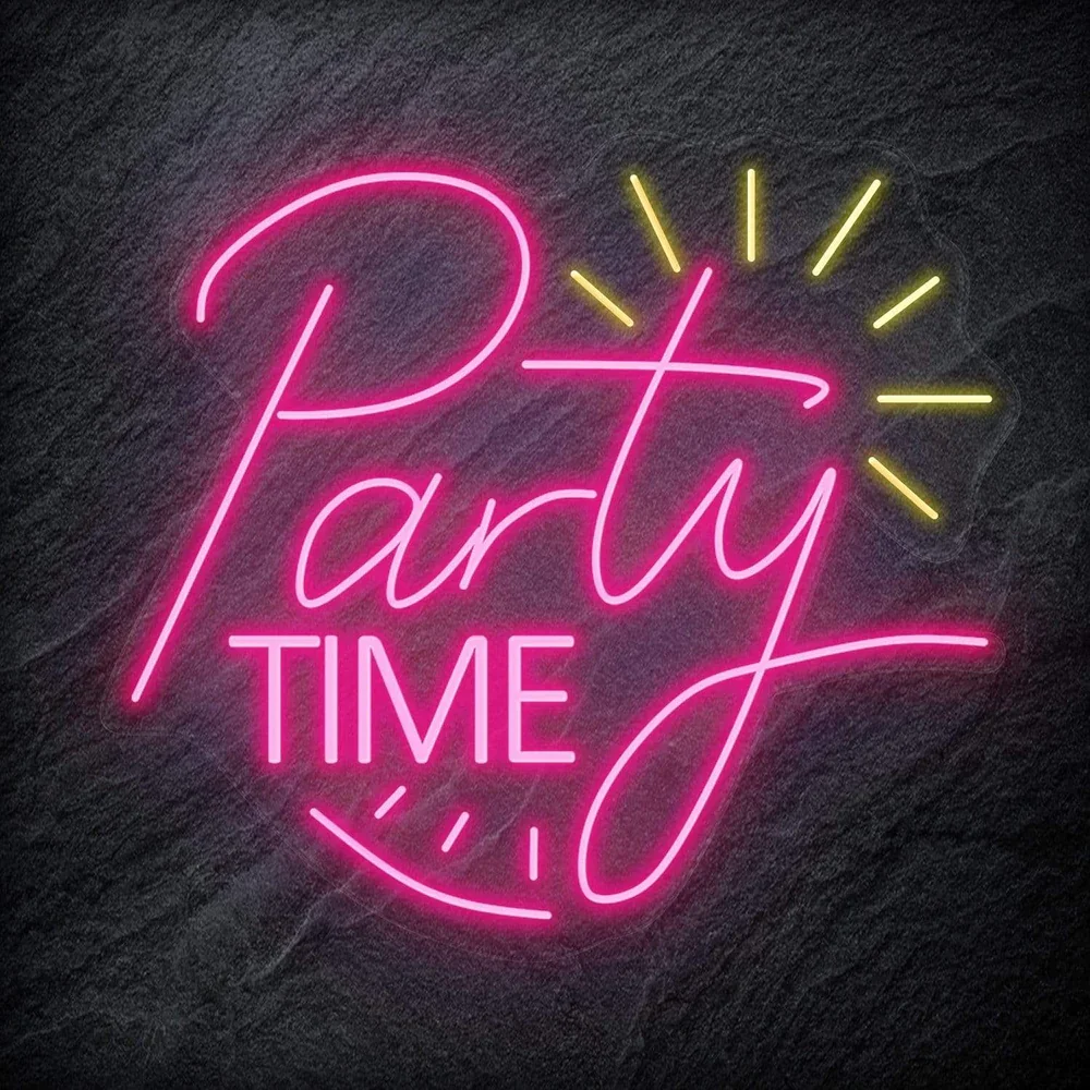 Party Time Neon Light Led Teken Bruiloft Reünie Thuis Voorstel Bar Party Club Shop Art Wanddecoratie Gepersonaliseerde Verjaardagscadeau