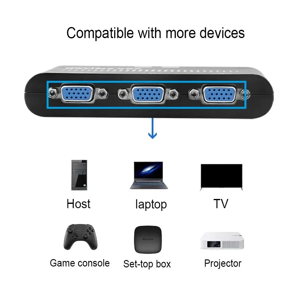 Black 2 Ways 1920x1440 for PC VGA Splitter Converter Box VGA Switcher Video Switch Adapter