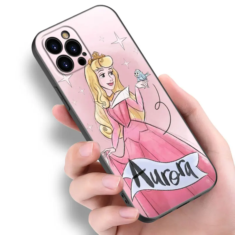 Sleeping Beauty Princess Black Silicone Phone Case For Apple iPhone 12 13 Mini 11 14 15 16 Pro Max 7 8 Plus