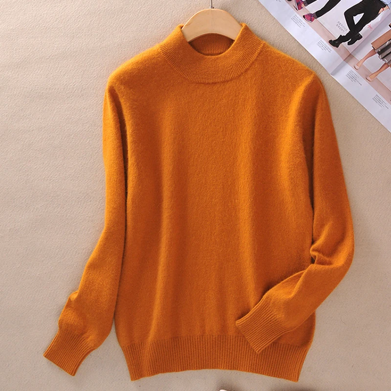 

Осень-зима, вязаные свитера с длинными рукавами, женские базовые однотонные джемперы с круглым вырезом, женские универсальные мягкие теплые трикотажные изделия, женские