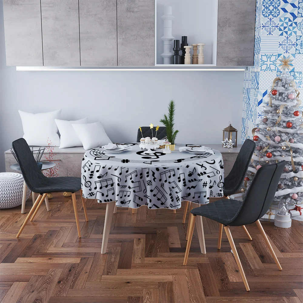 JIT 1PC, Note Pattern Tablecloth, Home Kitchen Table Decoration, Reusablexzj