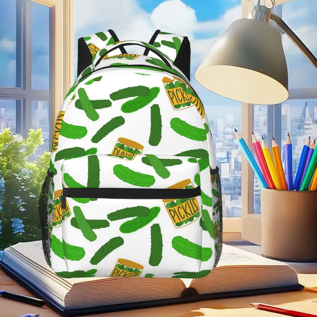 

Pickle Cucumber Kimchi Jar Pattern Backpack Student Boys Girls BookBag Kids School Bag Computer Shoulder Bags for Men Women