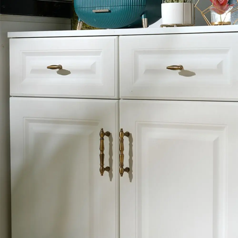 Solid Brass Furniture Handles Antique Bronze Finish Brushed Antique Brass Cabinet Pulls Single-Hole Mounting Long Handle Design