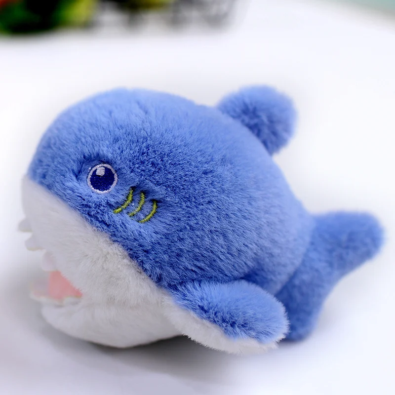 12cm Blue Shark Dolphin Seal Killer Whale Keychain Pendant Doll Stuffed Plush Toy Kids Gift Cartoon Small Mini Marine Animal