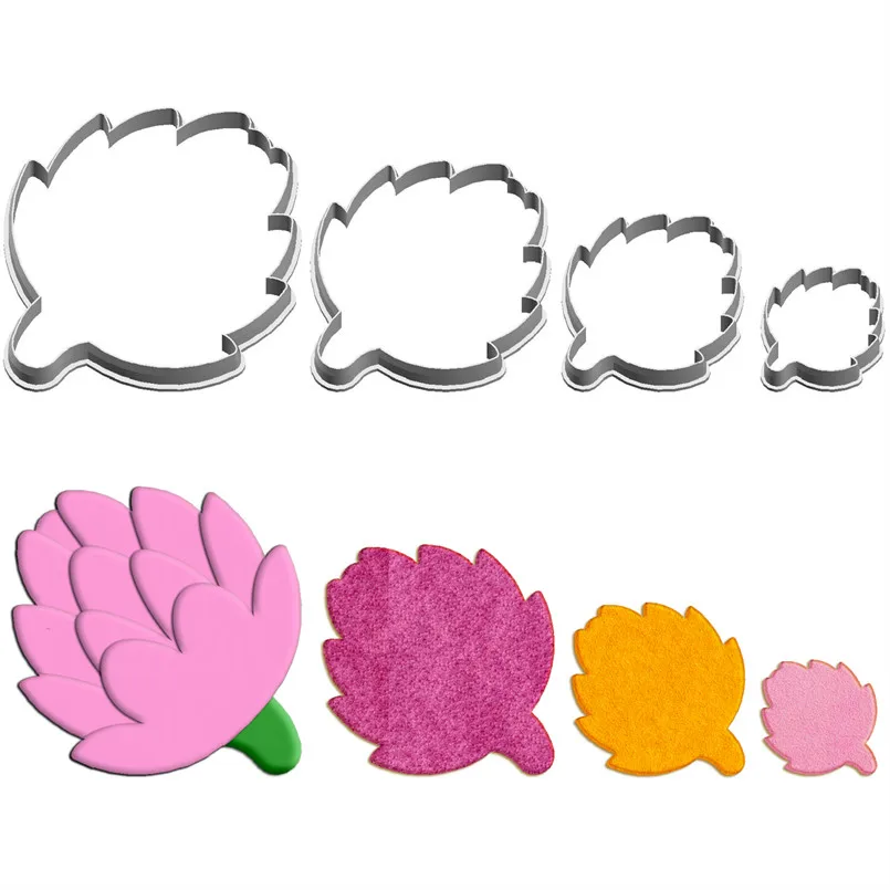 Four Specifications Cartoon Plant Flower,Serrated Leaves,Plastic Molds,Cake Pastry Fondant Decorate Tools,Cookie Cutters