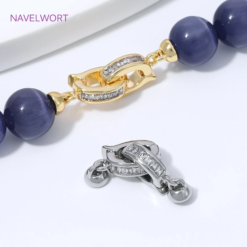18K Gold Plated Pearl Clasps Connector Findings,Locks For Jewelry, Inlaid Zircon Pearl Clasps For Jewelry Making,DIY Accessories
