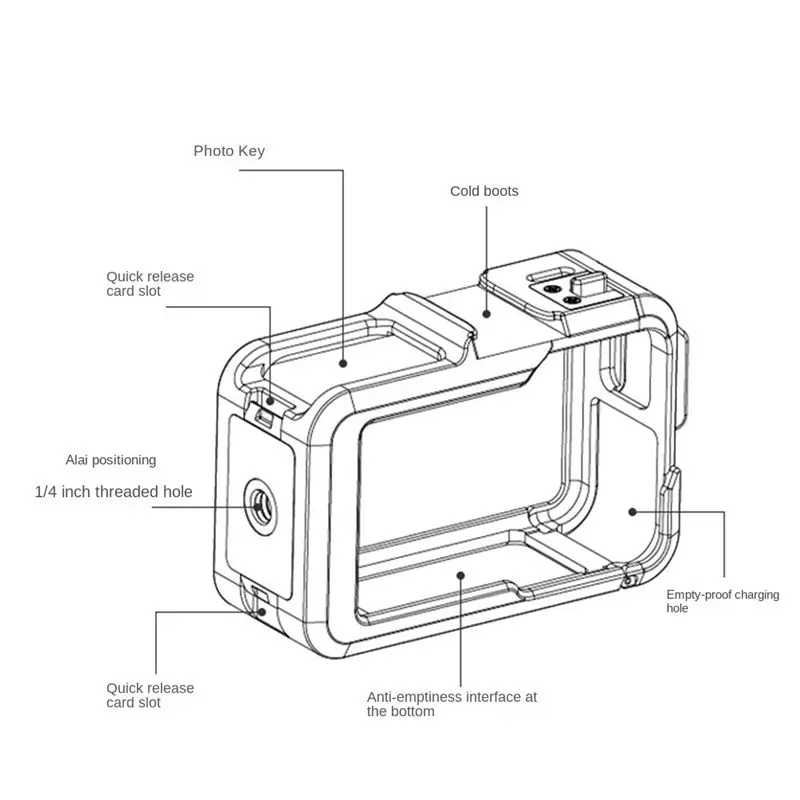 

N05R TELESIN Aluminium Alloy Frame Case for DJI Osmo Action 3 Shoot Vertically Dual Cold Shoe Protective Shell Accessorie