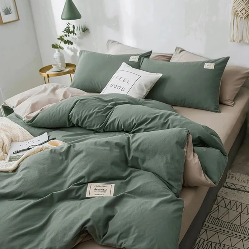 

Y1 HomeHome Textile Solid Color Duvet Cover Pillow Case Bed Sheet AB Side Quilt Cover Boy Kid Teen Girl Bedding Linens Set King