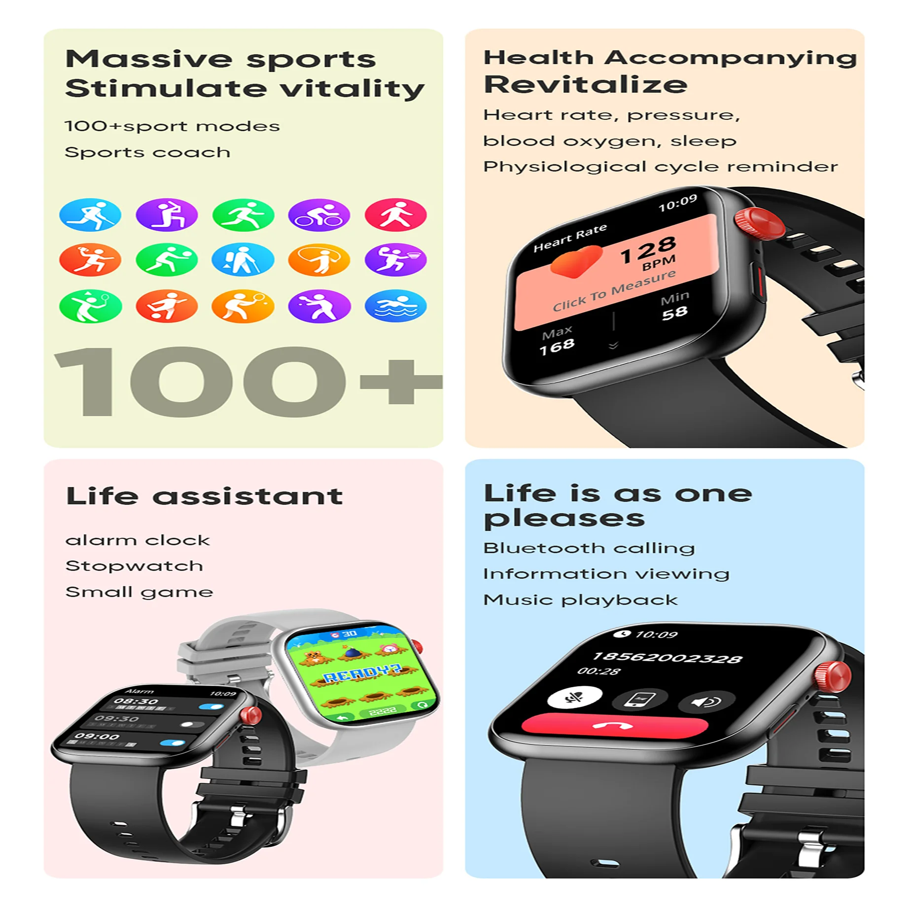 

2026 new fashionable smartwatch, 2.1-inch high-definition resolution full screen display, 400mAh ultra long battery life, wirele