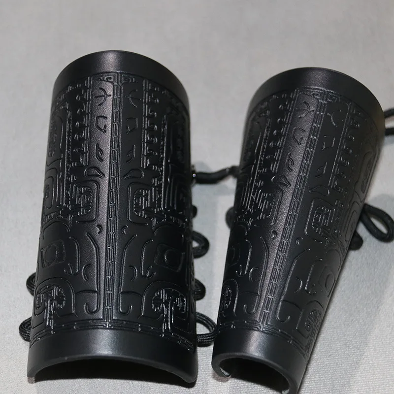 Hanfu Bracer Mannen Vrouwen Handguard Armguard Mannen Lederen Bandage Mouw Hanfu Polsband Zwart Voor Mannen Vrouwen