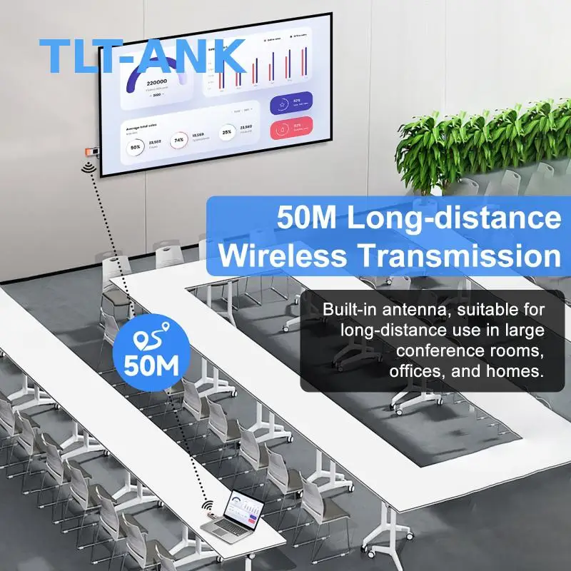 1080P 50M Wireless Extender USB C Video Transmitter Receiver Plug Play WiFi Display TV Stick Dongle Adapter PVC PC Laptop view 6