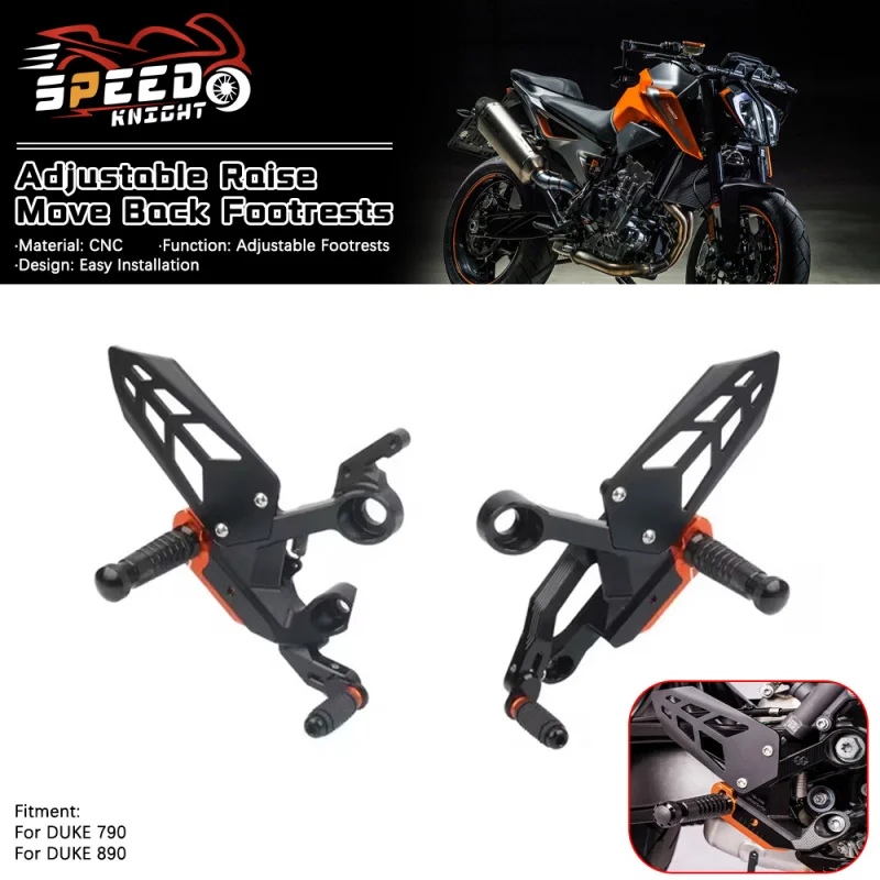 For DUKE 790 For DUKE 890 Motorcycle Adjustable Raise Move Back Footrests Rearset Rear Footpeg Foot Rests