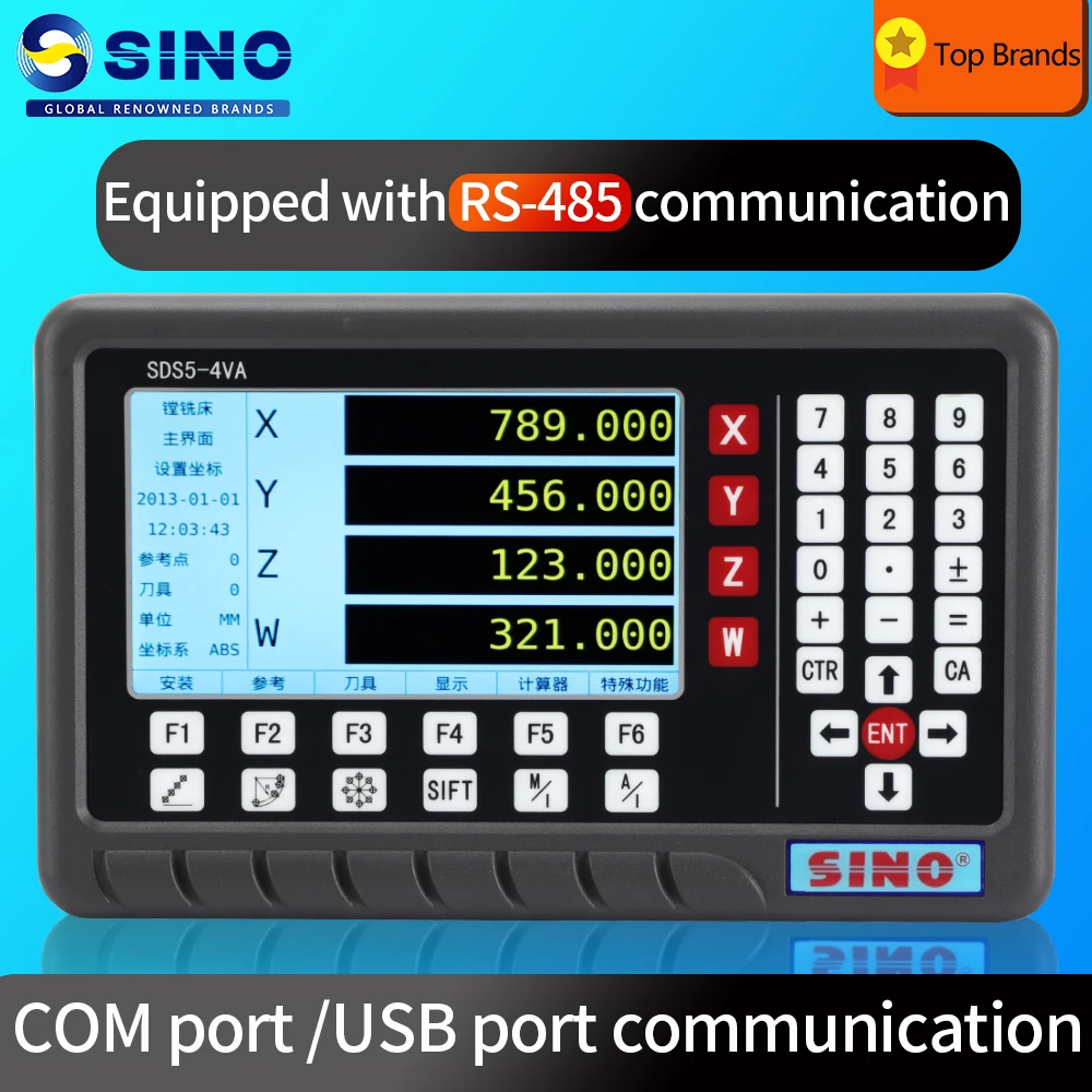 Display DRO con lettura digitale LCD con struttura interamente in metallo SINO dotato di interfacce di comunicazione RS-485 e USB